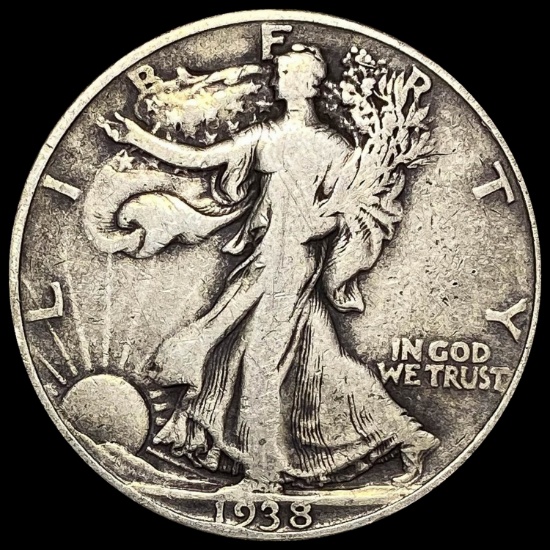 1938-D Silver Half Dollar Walking Liberty LIGHTLY CIRCULATED
