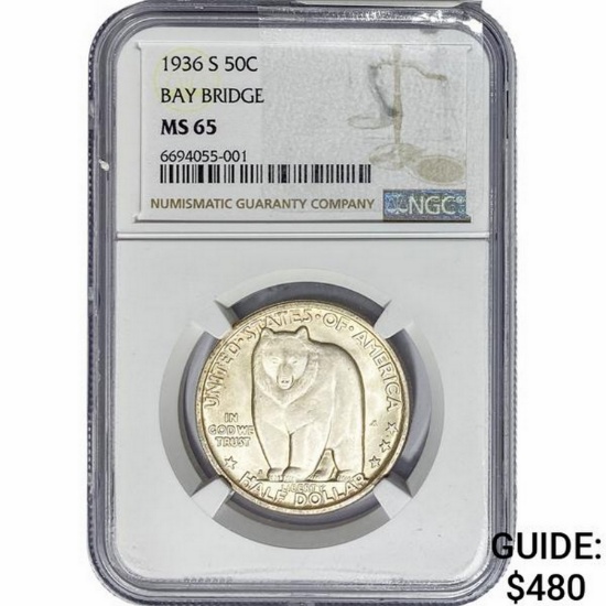 1936-S Bay Bridge Half Dollar NGC MS65