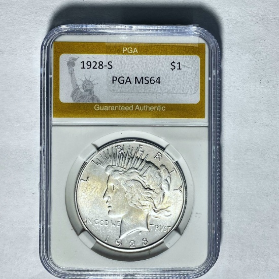 1928-S Silver Peace Dollar PGA MS64