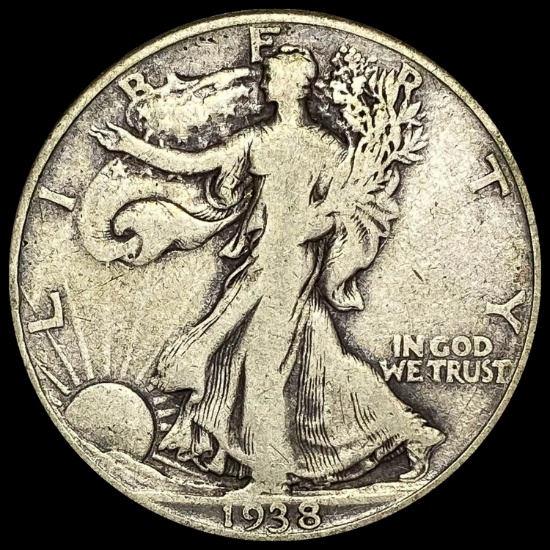 1938-D Silver Half Dollar Walking Liberty LIGHTLY CIRCULATED
