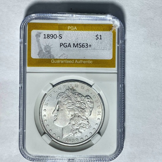 1890-S Morgan Silver Dollar PGA MS63+