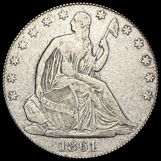 1861 Seated Liberty Half Dollar LIGHTLY CIRCULATED