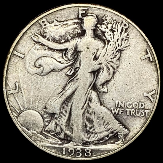 1938-D Silver Walking Liberty Half Dollar LIGHTLY CIRCULATED