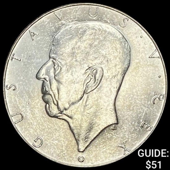1938 Sweden Silver 2 Kroner UNCIRCULATED