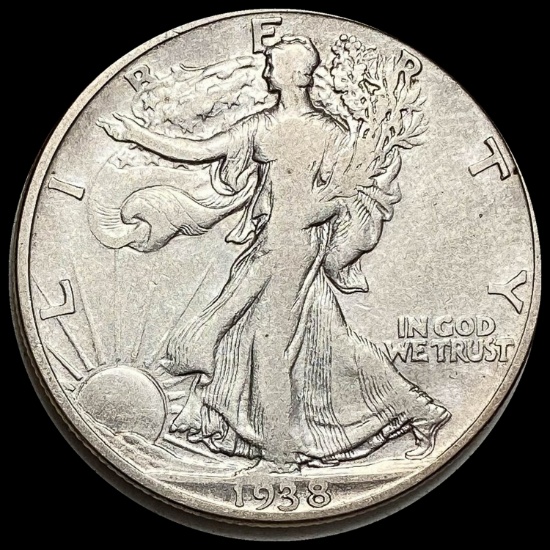 1938-D Silver Half Dollar Walking Liberty LIGHTLY CIRCULATED