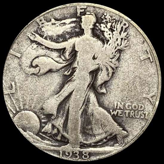 1938-D Silver Walking Liberty Half Dollar LIGHTLY CIRCULATED