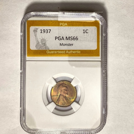 1937 Lincoln Wheat Cent PGA MS66