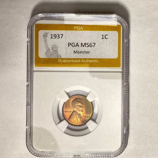 1937 Lincoln Wheat Cent PGA MS67