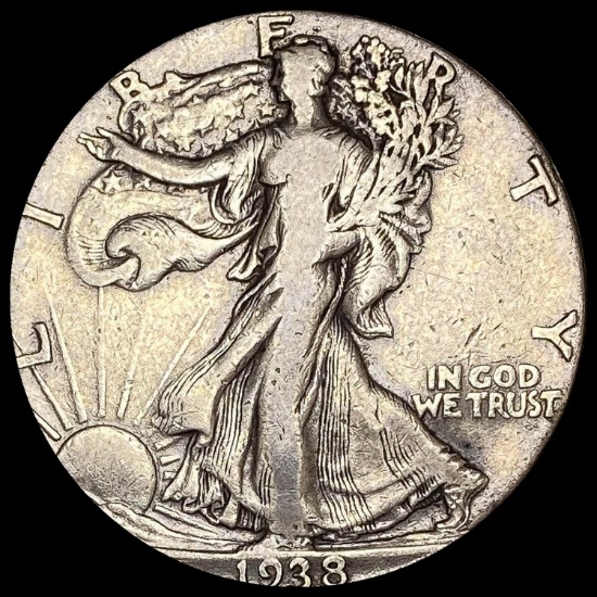 1938-D Silver Walking Liberty Half Dollar LIGHTLY CIRCULATED