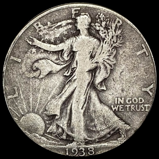 1938-D Silver Half Dollar Walking Liberty LIGHTLY CIRCULATED