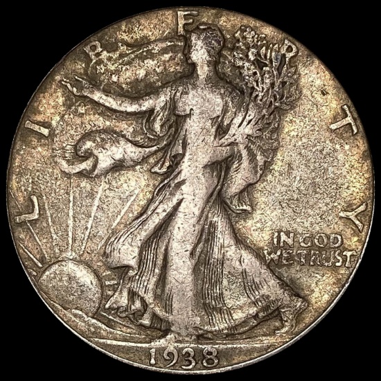 1938-D Silver Half Dollar Walking Liberty LIGHTLY CIRCULATED