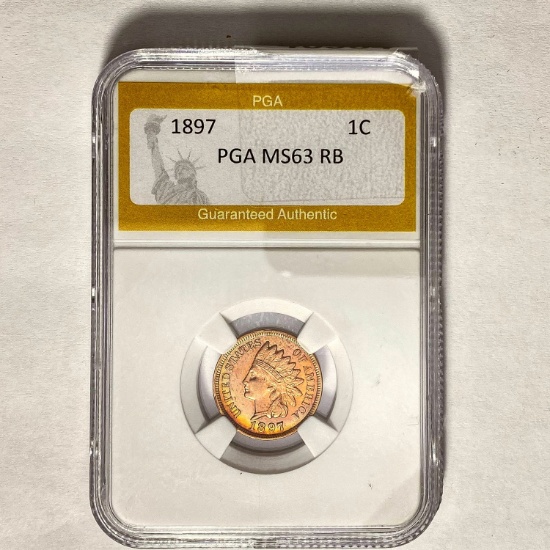 1897 Indian Head Cent PGA MS63 RB