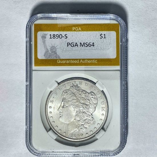1890-S Morgan Silver Dollar PGA MS64