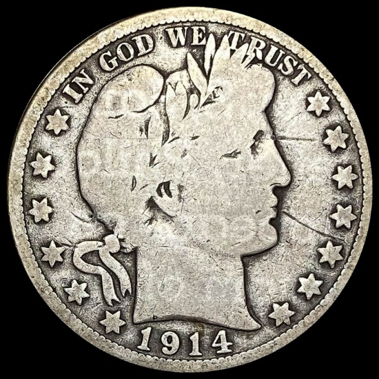1914 Silver Barber Half Dollar LIGHTLY CIRCULATED