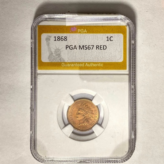 1868 Indian Head Cent PGA MS67 RED