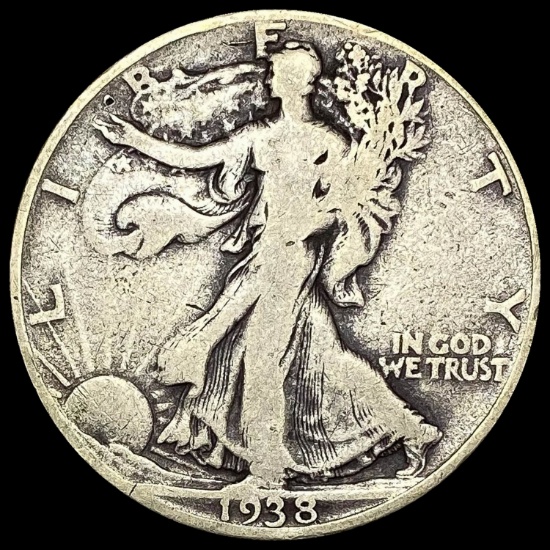 1938-D Silver Walking Liberty Half Dollar LIGHTLY CIRCULATED