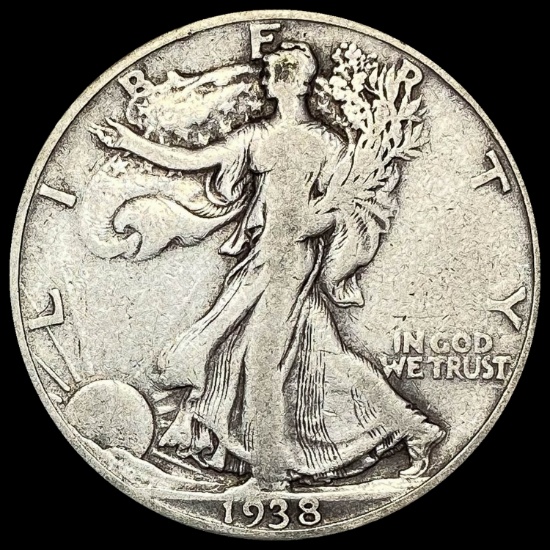 1938-D Silver Half Dollar Walking Liberty LIGHTLY CIRCULATED