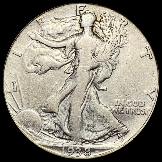 1938-D Silver Walking Liberty Half Dollar LIGHTLY CIRCULATED