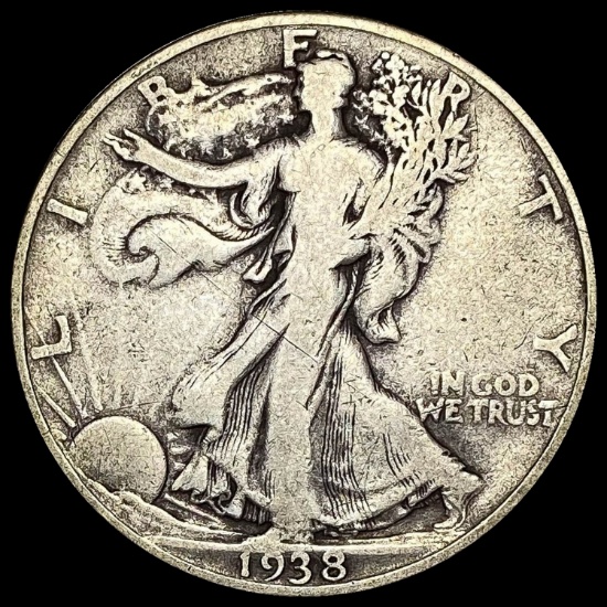 1938-D Silver Half Dollar Walking Liberty LIGHTLY CIRCULATED