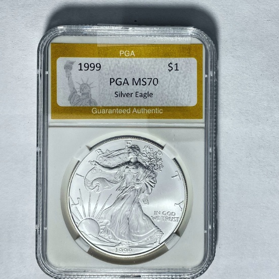 1999 $1 Silver Eagle PGA MS70