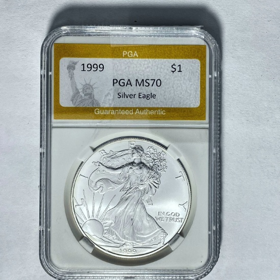1999 $1 Silver Eagle PGA MS70