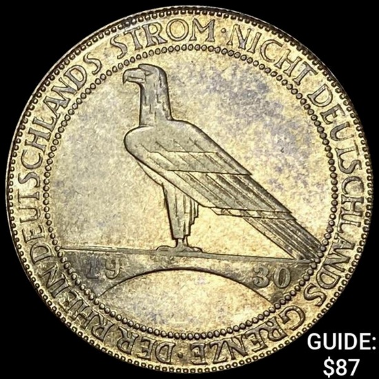 1930-D Weimar Republic Silver 3 Reichsmark CHOICE AU