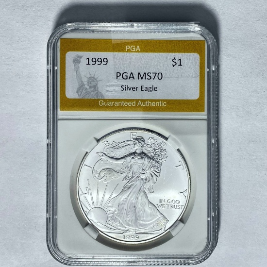 1999 $1 Silver Eagle PGA MS70