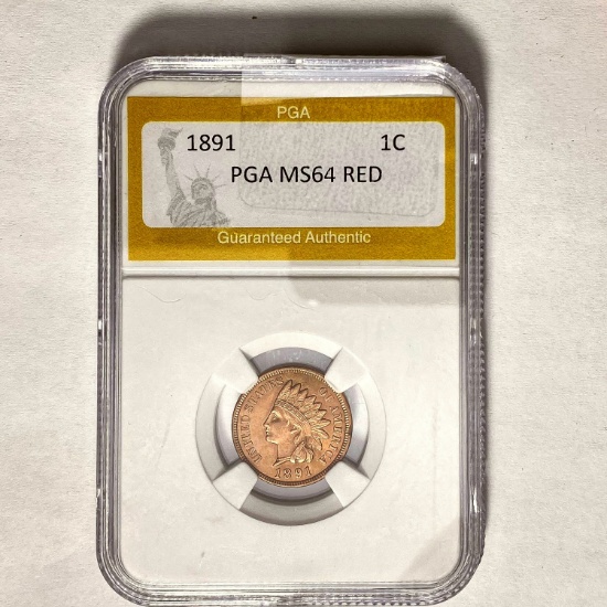 1891 Indian Head Cent PGA MS64 RED