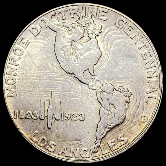 1923-S Silver Monroe Doctrine Half Dollar CHOICE AU