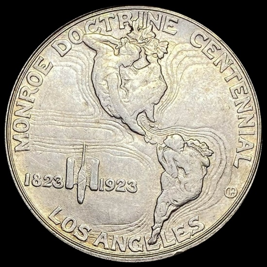 1923-S Silver Monroe Doctrine Centennial Half Dollar CHOICE AU