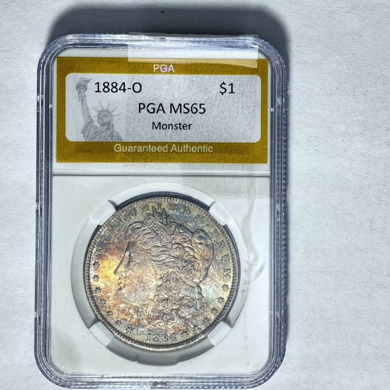 1884-O Morgan Silver Dollar PGA MS65