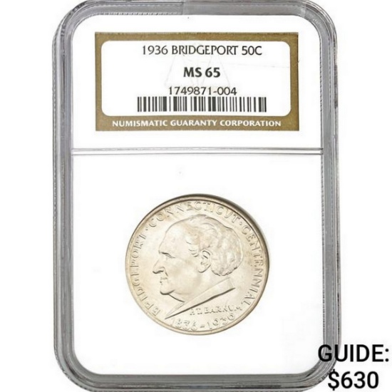 1936 Bridgeport 50C NGC MS65