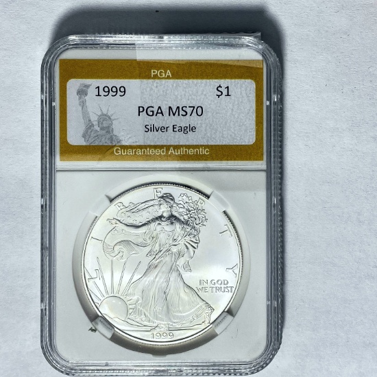 1999 $1 Silver Eagle PGA MS70