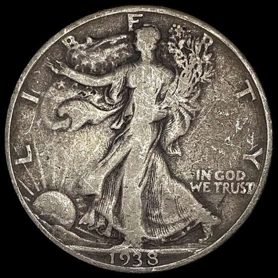 1938-D Silver Walking Liberty Half Dollar LIGHTLY CIRCULATED