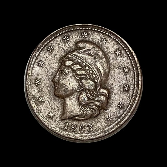 1863 Civil War Token - Not One Cent NEARLY UNCIRCULATED