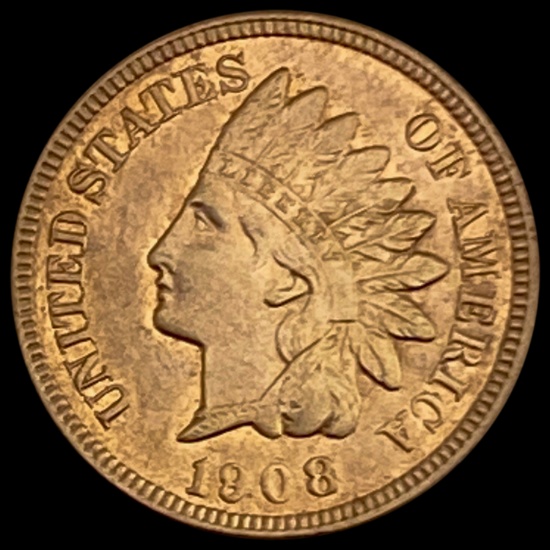 1908 RED Indian Head Cent CHOICE BU