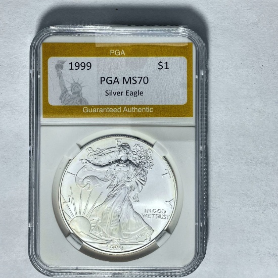 1999 $1 Silver Eagle PGA MS70