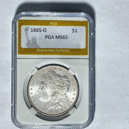 1885-O Morgan Silver Dollar PGA MS65