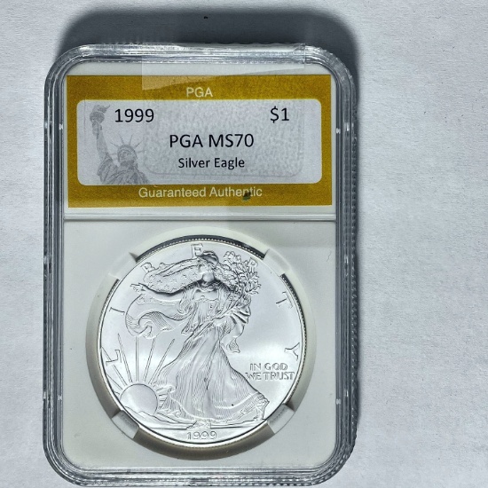 1999 $1 Silver Eagle PGA MS70
