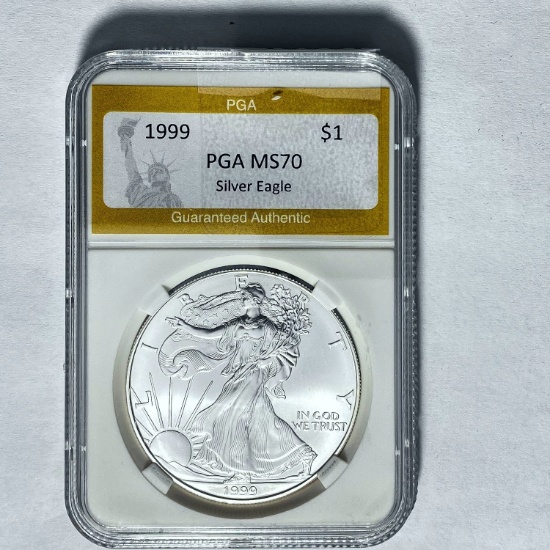 1999 $1 Silver Eagle PGA MS70