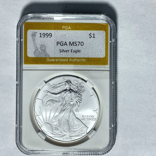 1999 $1 Silver Eagle PGA MS70