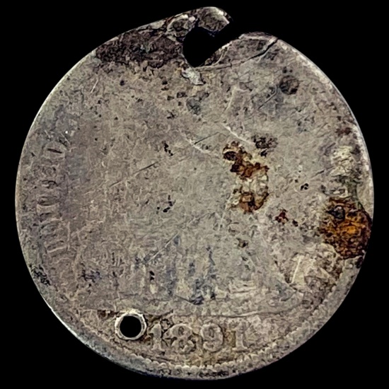 1891 heavily worn and damaged Silver Coin NICELY CIRCULATED