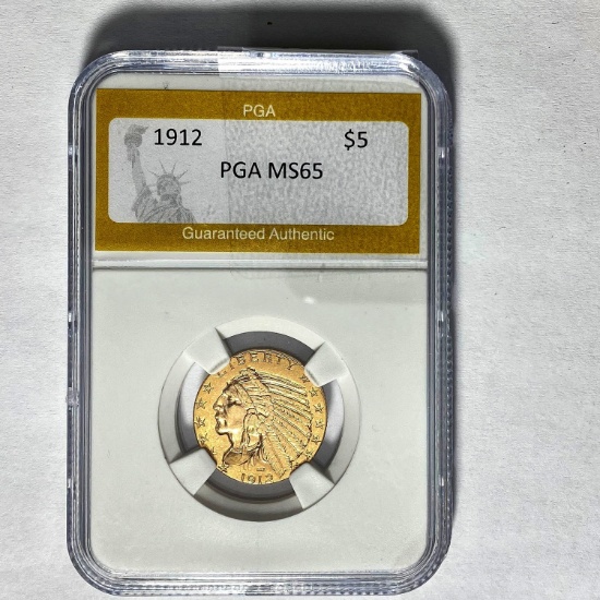 1912 $5 Indian Head Half Eagle PGA MS65