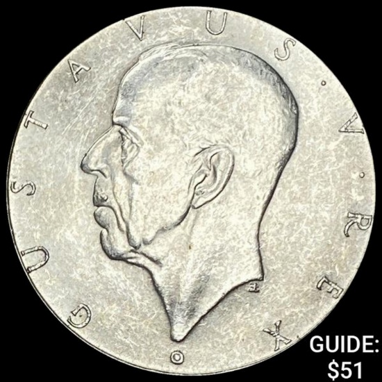 1938 Sweden Silver 2 Kroner UNCIRCULATED