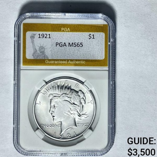 1921 Silver Peace Dollar PGA MS65
