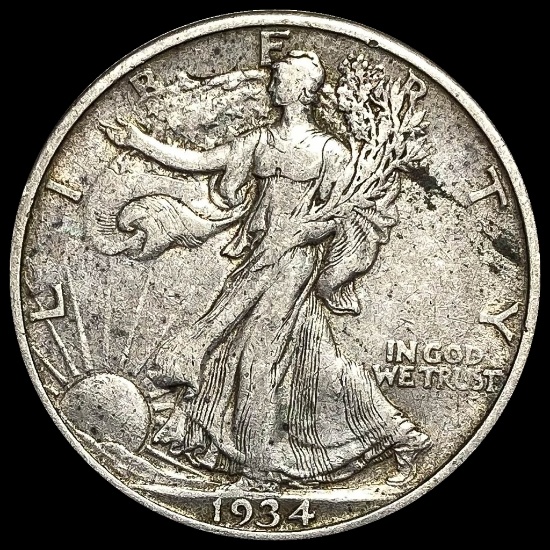 1934-S Silver Walking Liberty Half Dollar LIGHTLY CIRCULATED