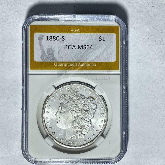 1880-S Morgan Silver Dollar PGA MS64