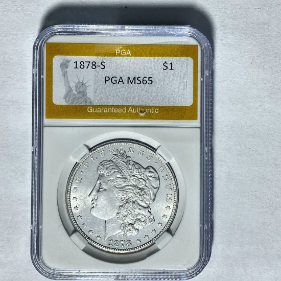 1878-S Morgan Silver Dollar PGA MS65