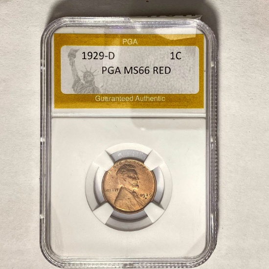 1929-D Lincoln Wheat Cent PGA MS66 RED