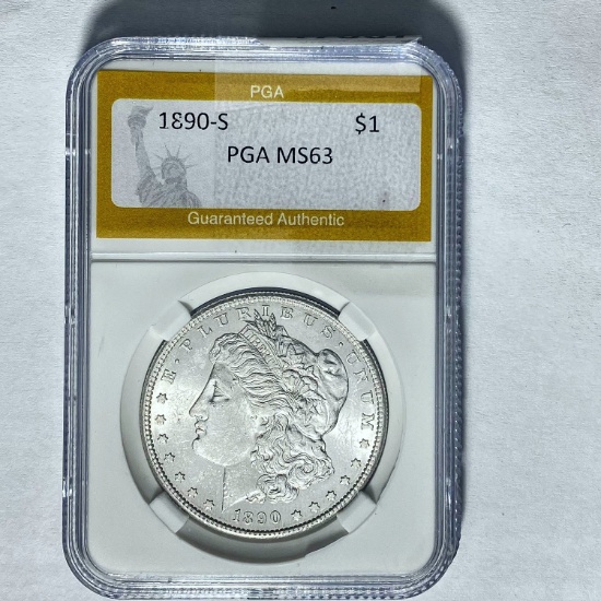 1890-S Morgan Silver Dollar PGA MS63